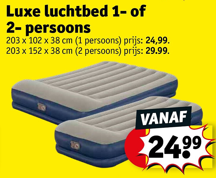 Luxe luchtbed 1- of 2- persoons