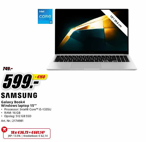 Samsung Galaxy Book4 Windows laptop 15’”