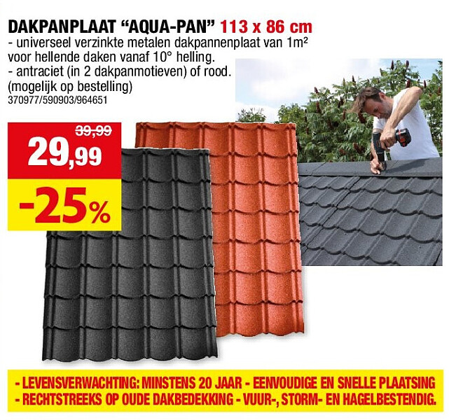 DAKPANPLAAT “AQUA-PAN” 113 x 86 cm