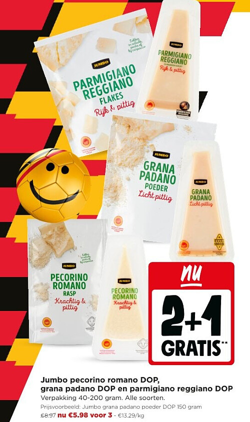 Jumbo pecorino romano DOP, grana padano DOP en parmigiano reggiano DOP