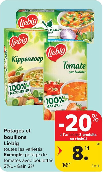 Potages et bouillons Liebig 3 x 1 L