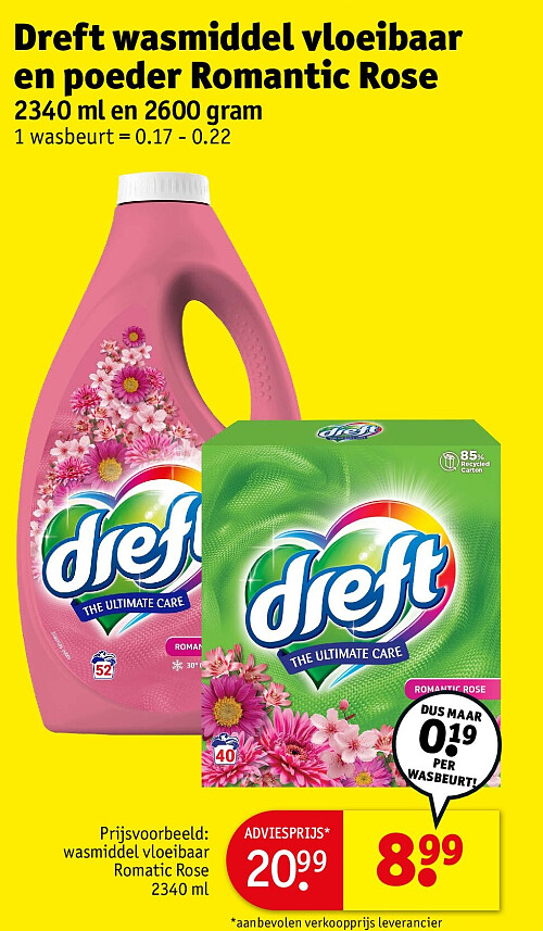 Dreft wasmiddel vloeibaar en poeder Romantic Rose