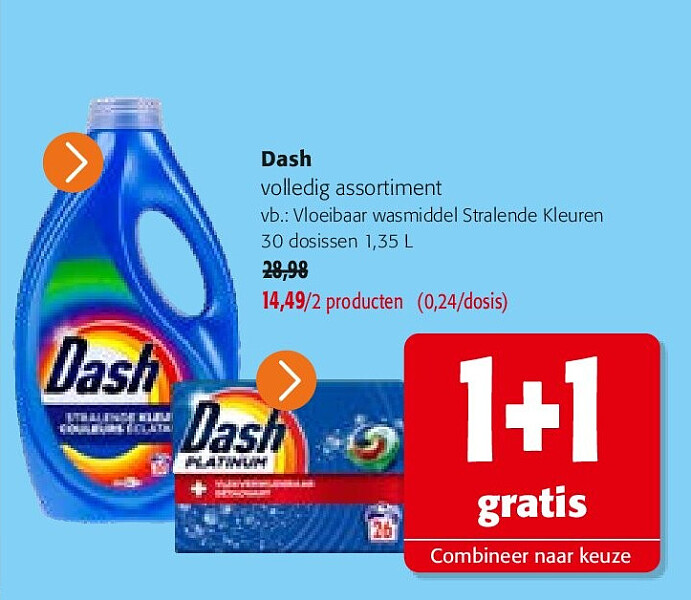 Dash Vloeibaar wasmiddel Stralende Kleuren 30 dosissen 1,35 L