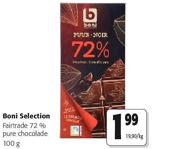 Boni Selection Fairtrade 72 % pure chocolade 100 g