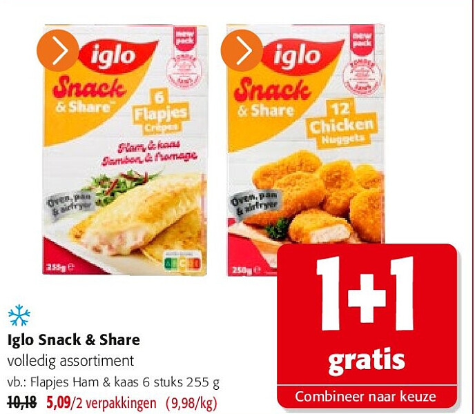 Iglo Snack & Share Flapjes Ham & kaas 6 stuks 255 g