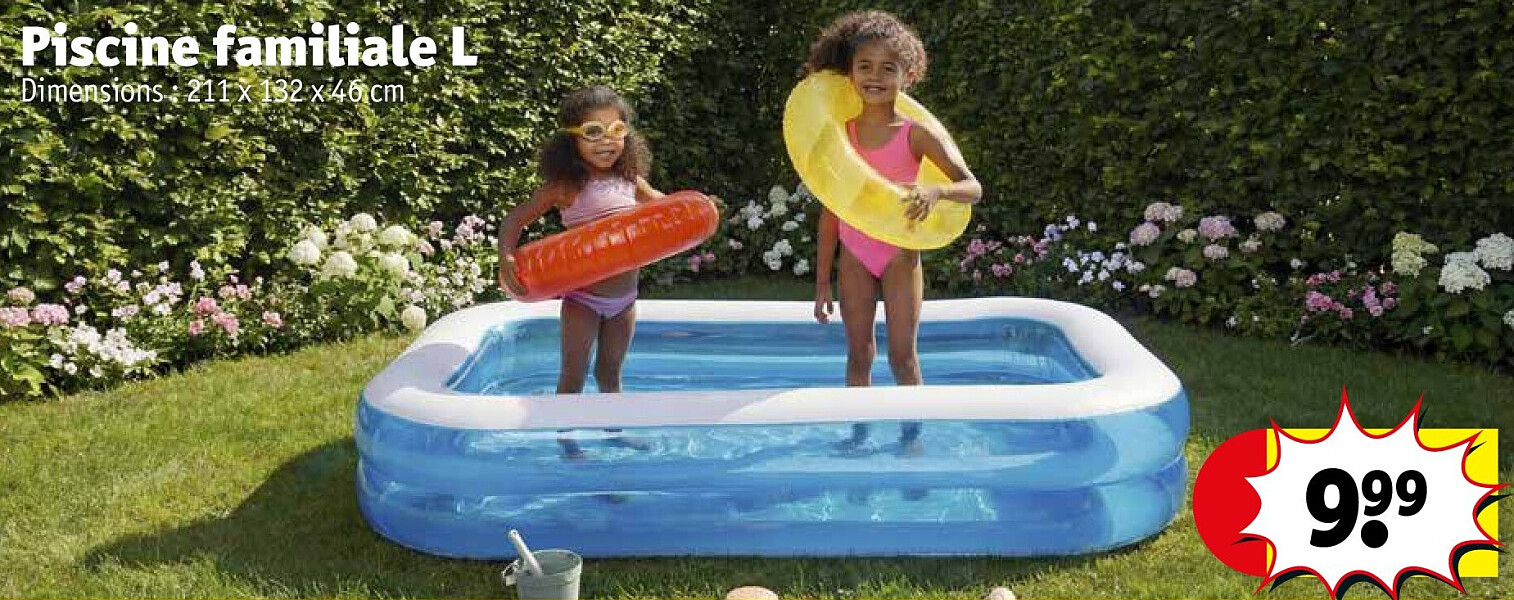 Piscine familiale L Dimensions : 211 x 132 x 46 cm