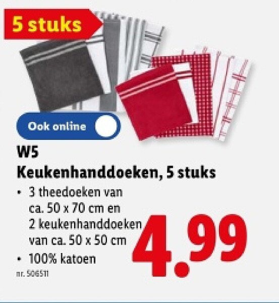 Keukenhanddoeken, 5 stuks