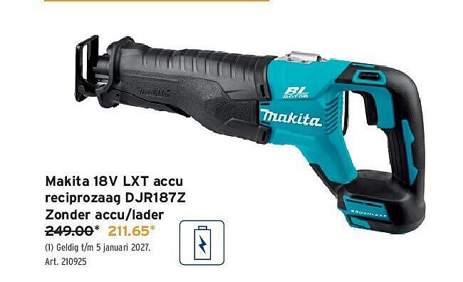 Makita 18V LXT accu reciprozaag DJR187Z