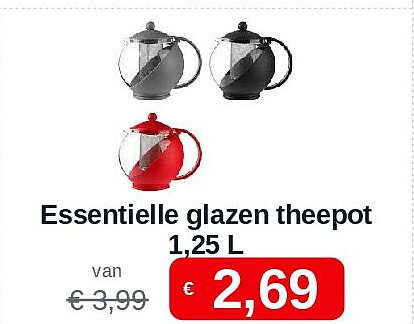 Essentielle glazen theepot 1,25 L