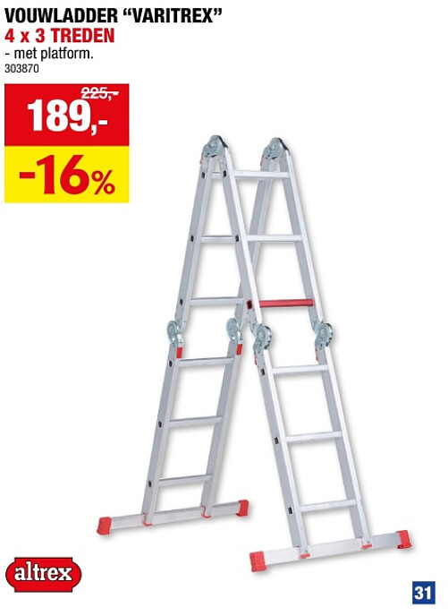VOUWLADDER "VARITREX" 4 x 3 TREDEN