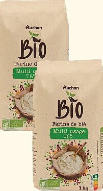 Farine de blé T65 Bio Auchan 1 kg