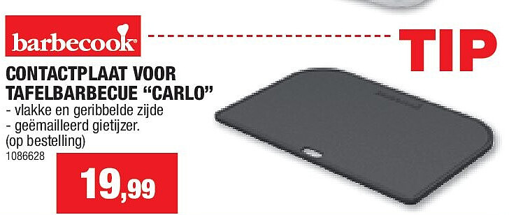 CONTACTPLAAT VOOR TAFELBARBECUE “CARLO”