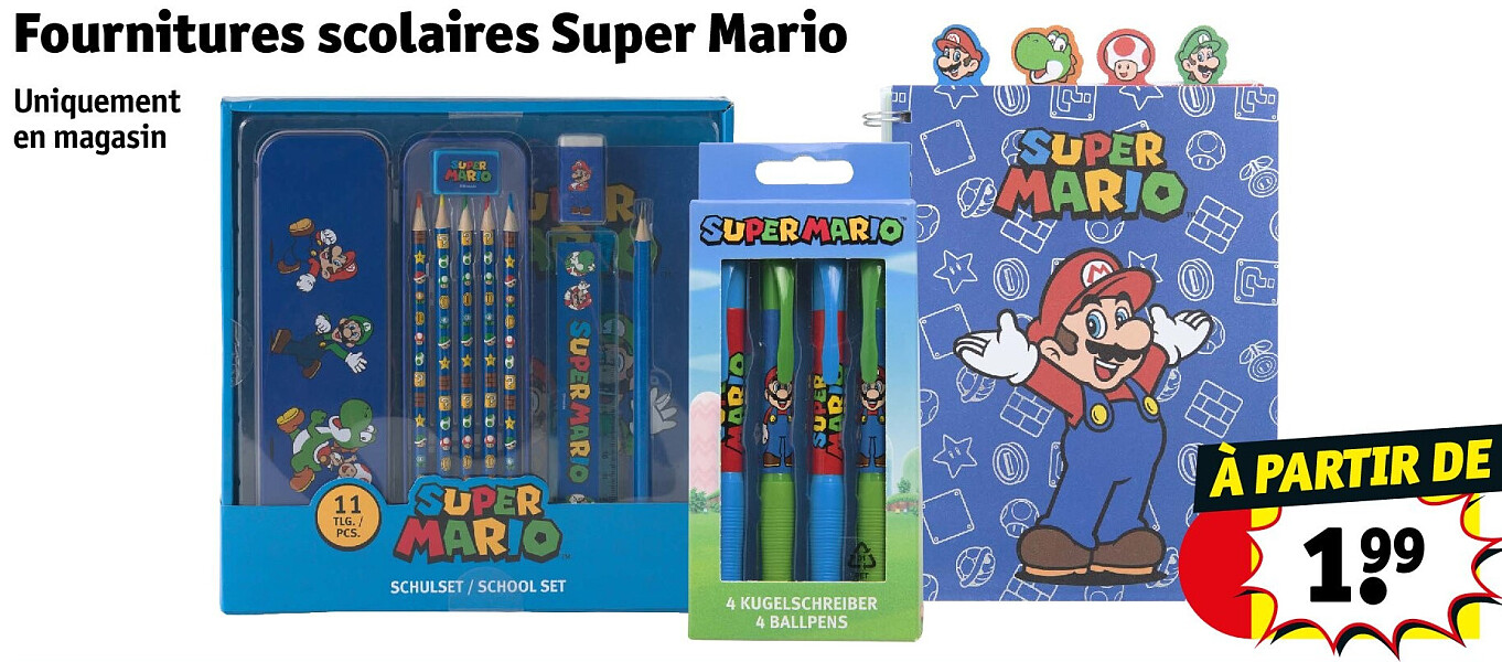 Fournitures scolaires Super Mario