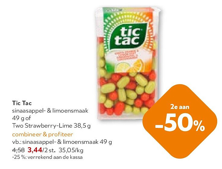 Tic Tac sinaasappel-& limoensmaak 49 g