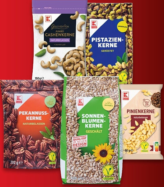 Ausgewählte Nüsse und Trockenfrüchte der Eigenmarken