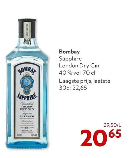 Bombay Sapphire London Dry Gin 40% vol 70 cl