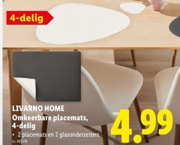 Omkeerbare placemats, 4-delig