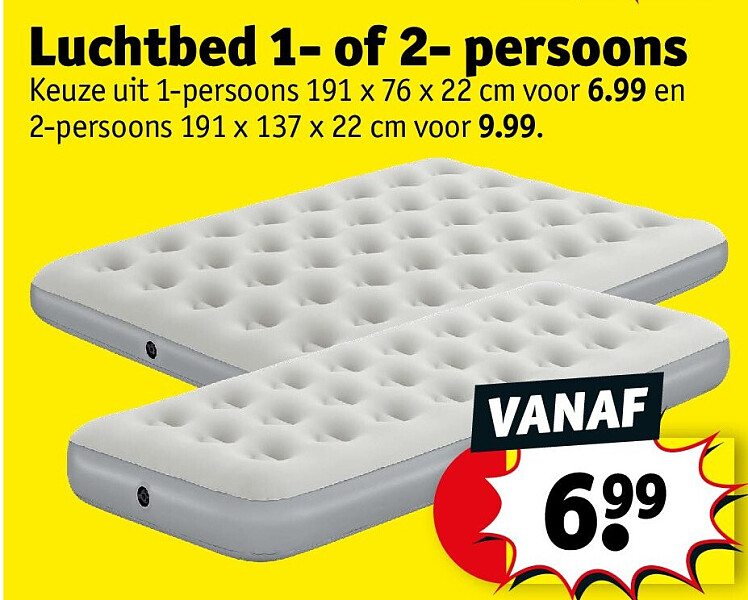 Luchtbed 1- of 2- persoons