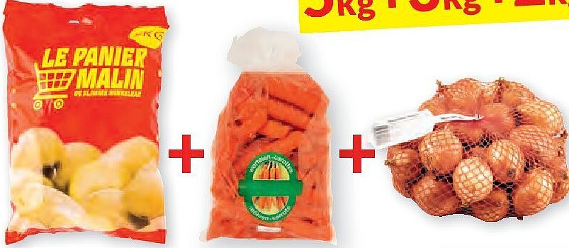 Aardappelen, gewassen wortelen en gele uien