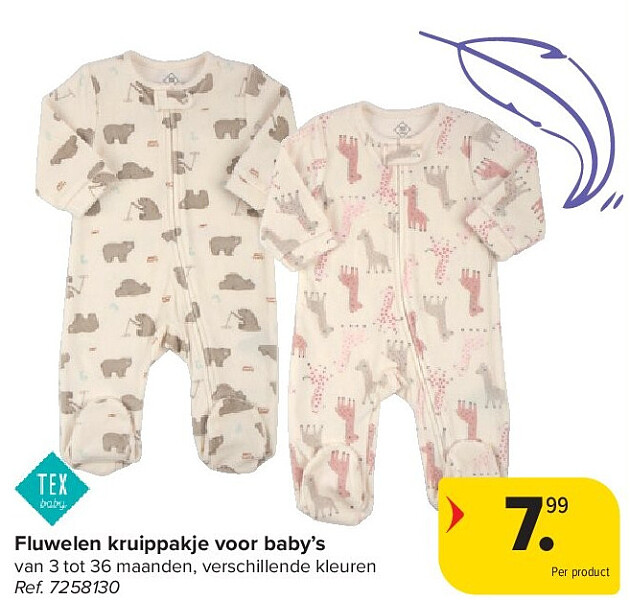 Fluwelen kruippakje voor baby’s