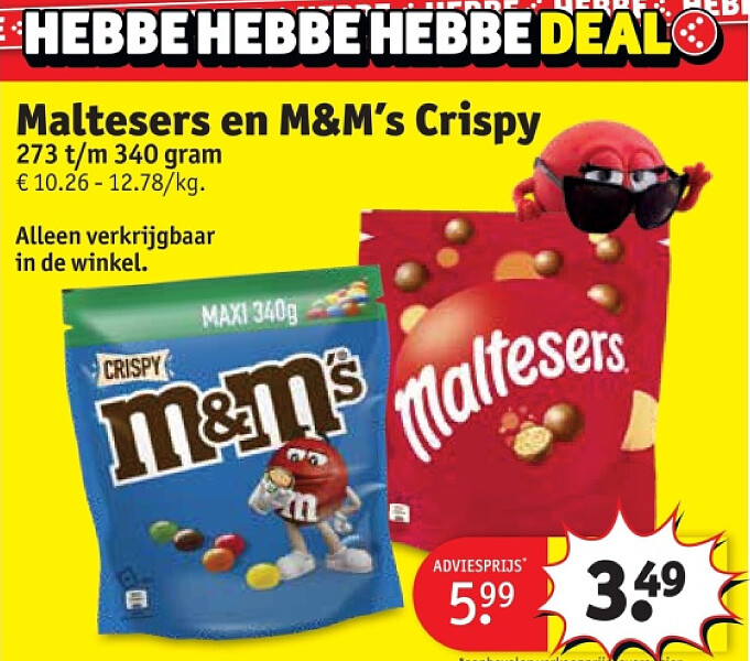 Maltesers en M&M’s Crispy