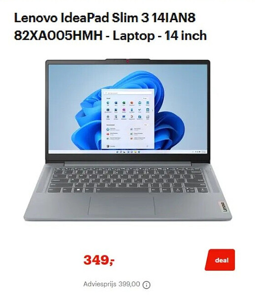 Lenovo IdeaPad Slim 3 14IAN8 82XA005HMH - Laptop - 14 inch