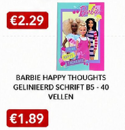 BARBIE HAPPY THOUGHTS GELINIEERD SCHRIFT B5 -40 VELLEN
