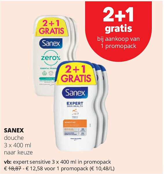 SANEX expert sensitive 3 x 400 ml in promopack