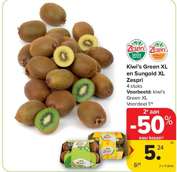 Kiwi’s Green XL en Sungold XL Zespri