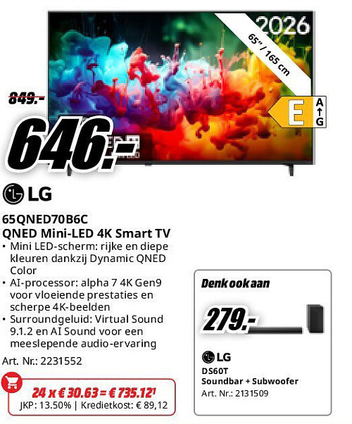 Lg 65QNED70B6C QNED Mini-LED 4K Smart TV