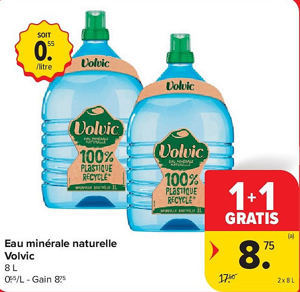 Eau minérale naturelle Volvic 2 x 8 L