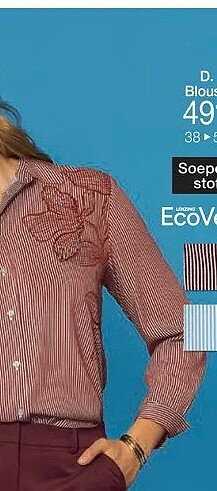 Gestreepte blouse met ton sur ton plantmotief