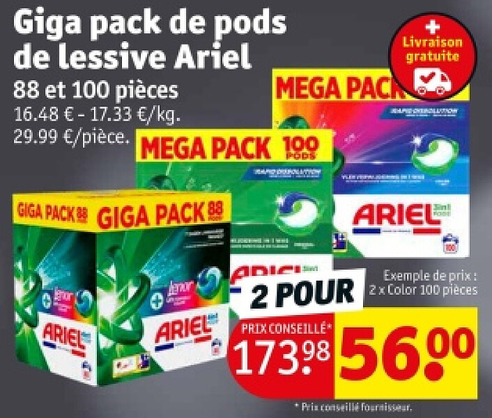 Giga pack de pods de lessive Ariel 2 POUR