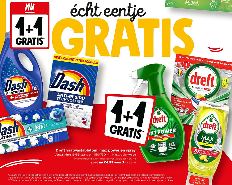 Dreft vaatwastabletten, max power en spray