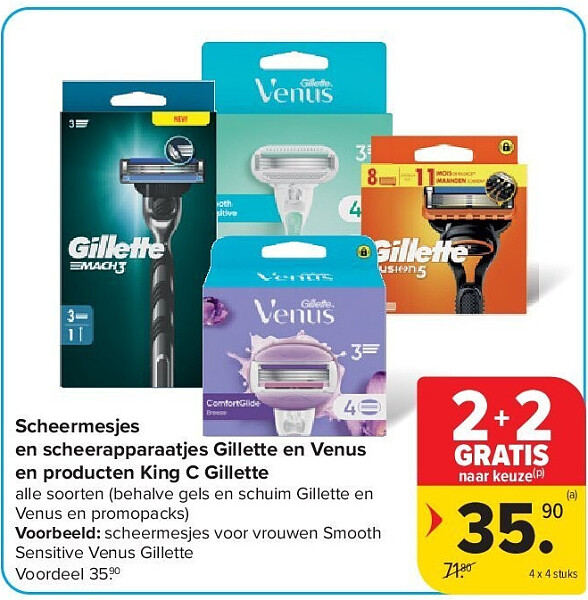 Scheermesjes en scheerapparaatjes Gillette en Venus en producten King C Gillette