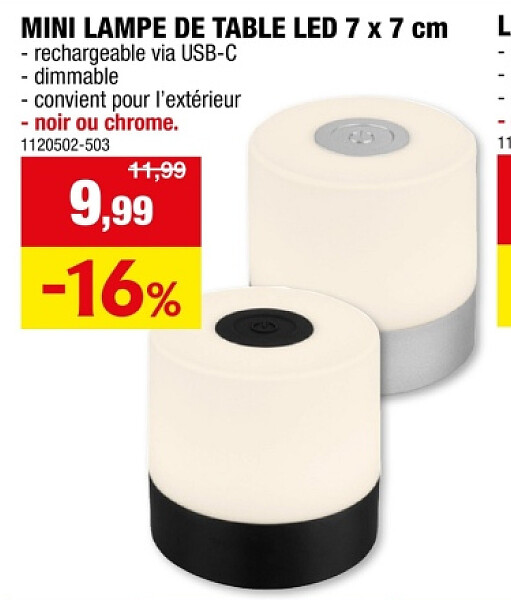 MINI LAMPE DE TABLE LED 7 x 7 cm