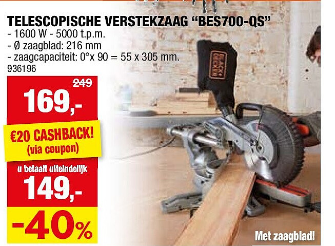 TELESCOPISCHE VERSTEKZAAG “BES700-QS”