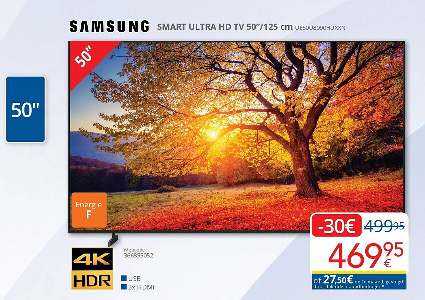 Samsung SMART ULTRA HD TV 50’’/125 cm UE50U8090HUXXN