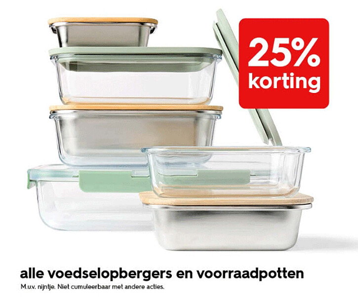 alle voedselopbergers en voorraadpotten