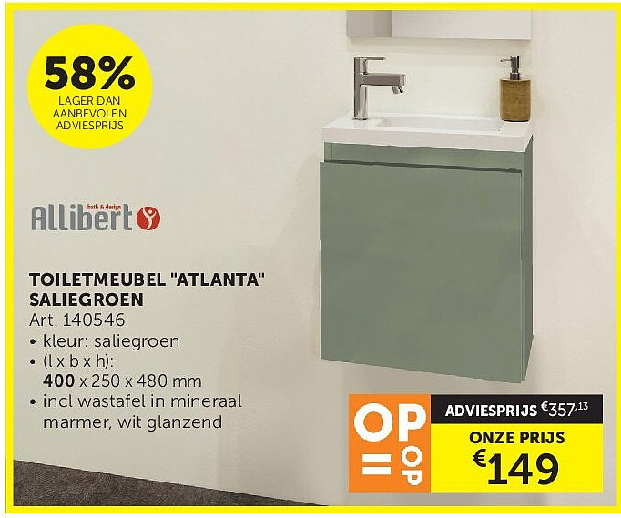 TOILETMEUBEL "ATLANTA" SALIEGROEN