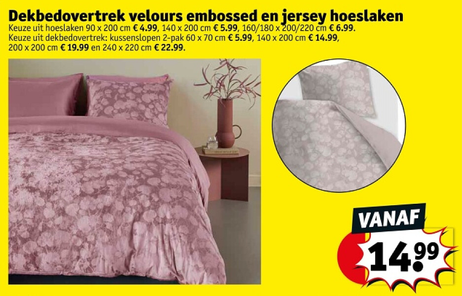 Dekbedovertrek velours embossed en jersey hoeslaken
