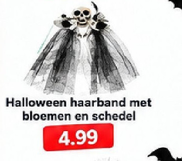 Halloween haarband met bloemen en schedel