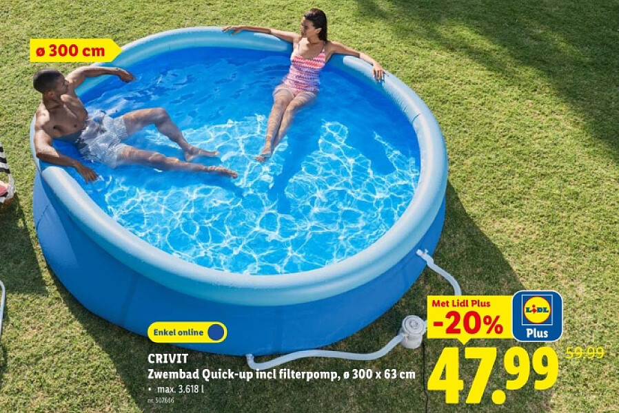 Zwembad Quick-up incl filterpomp, o 300 x 63 cm