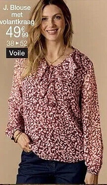 Blouse in voile met volantkraag