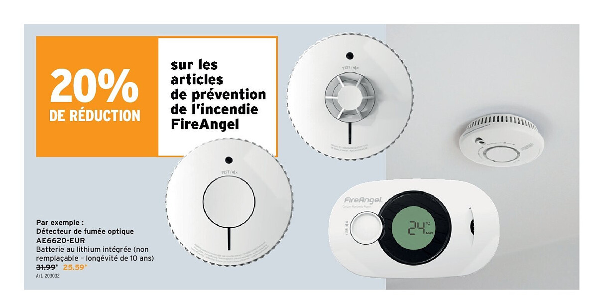 sur les articles de prévention de l’incendie FireAngel