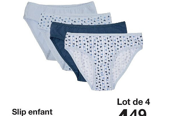Slip enfant Tailles 134-176 /8-16Y 55 % coton/40 % polyester/ 5 % élasthanne
