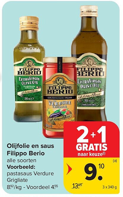 Olijfolie en saus Filippo Berio