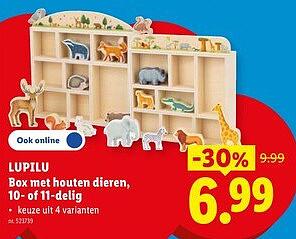 LUPILU Box met houten dieren, 10-of 11-delig