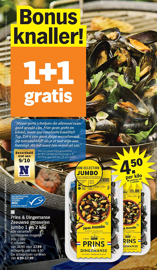 Prins & Dingemanse Zeeuwse mosselen jumbo 1 en 2 kilo