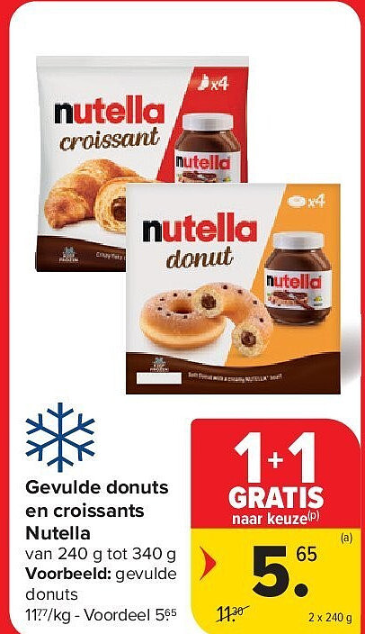 Gevulde donuts en croissants Nutella